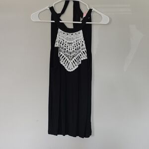 Black Lace Detail Tank Top